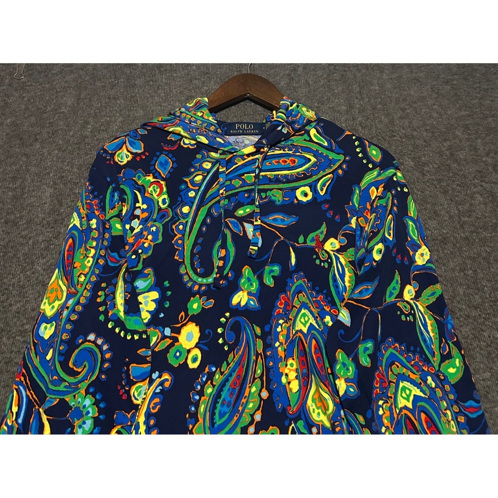 Polo Ralph Lauren Men's Blue Multicolor Paisley Pullover Hoodie Medium read